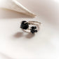 Sophisticated Adjustable Silver Ring with Double Raw Black Tourmaline