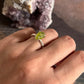 Peridot Raw Uncut Dot Band Silver Ring