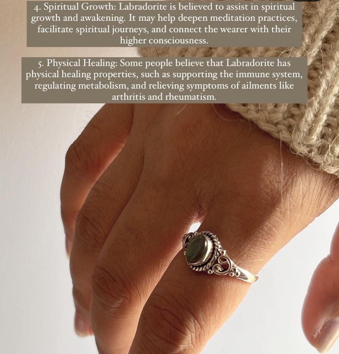 Bohemian-Inspired Labradorite Oval Ring in Silver