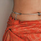 Elegant flat snake antique silver waist chain with sleek design