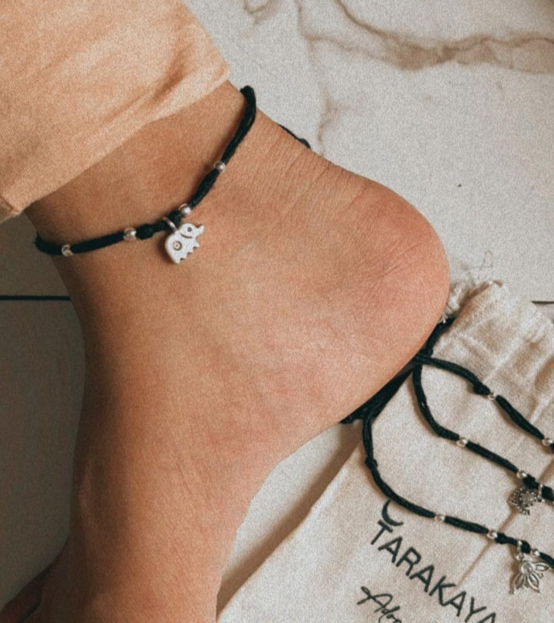 Cute hathi charm Nazariya silver bracelet with delicate design
