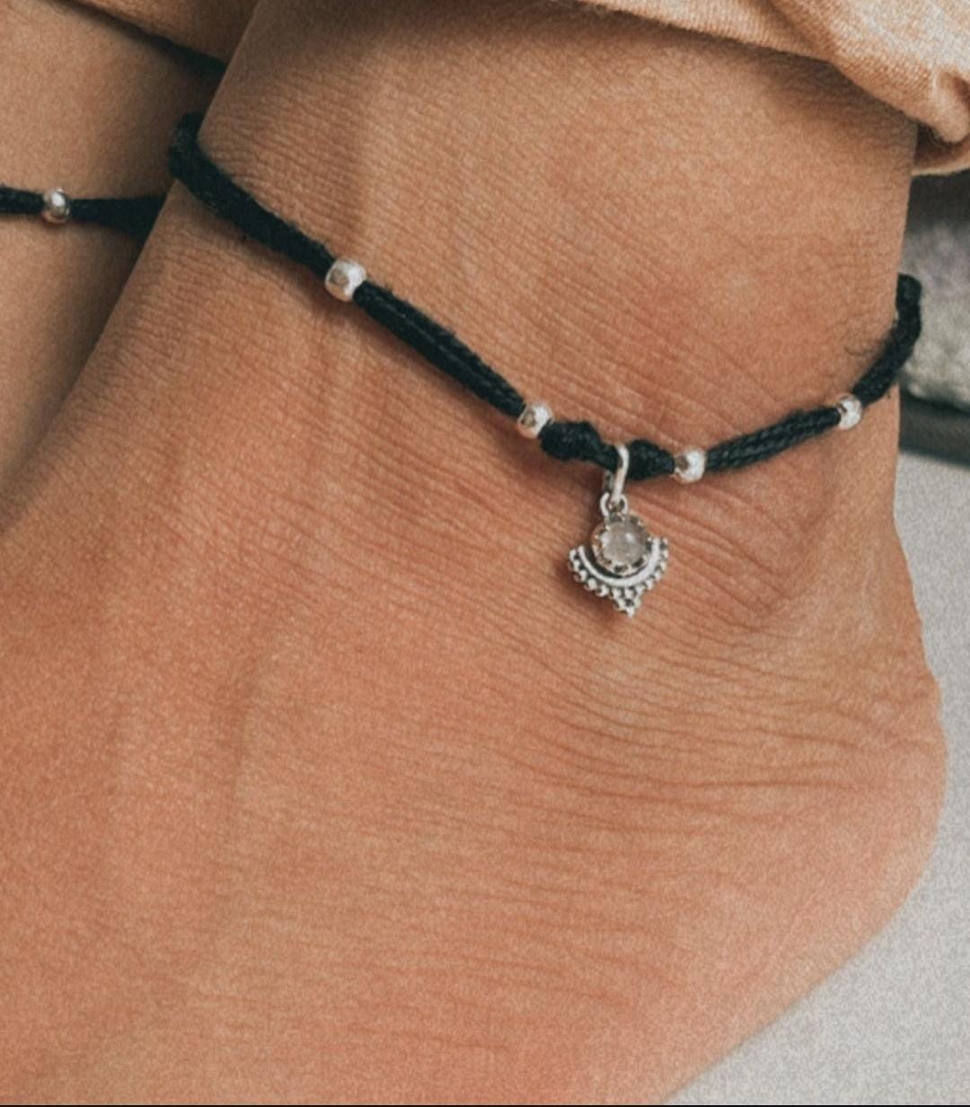 Moonstone and Rawa Charm Silver Nazariya for Protection