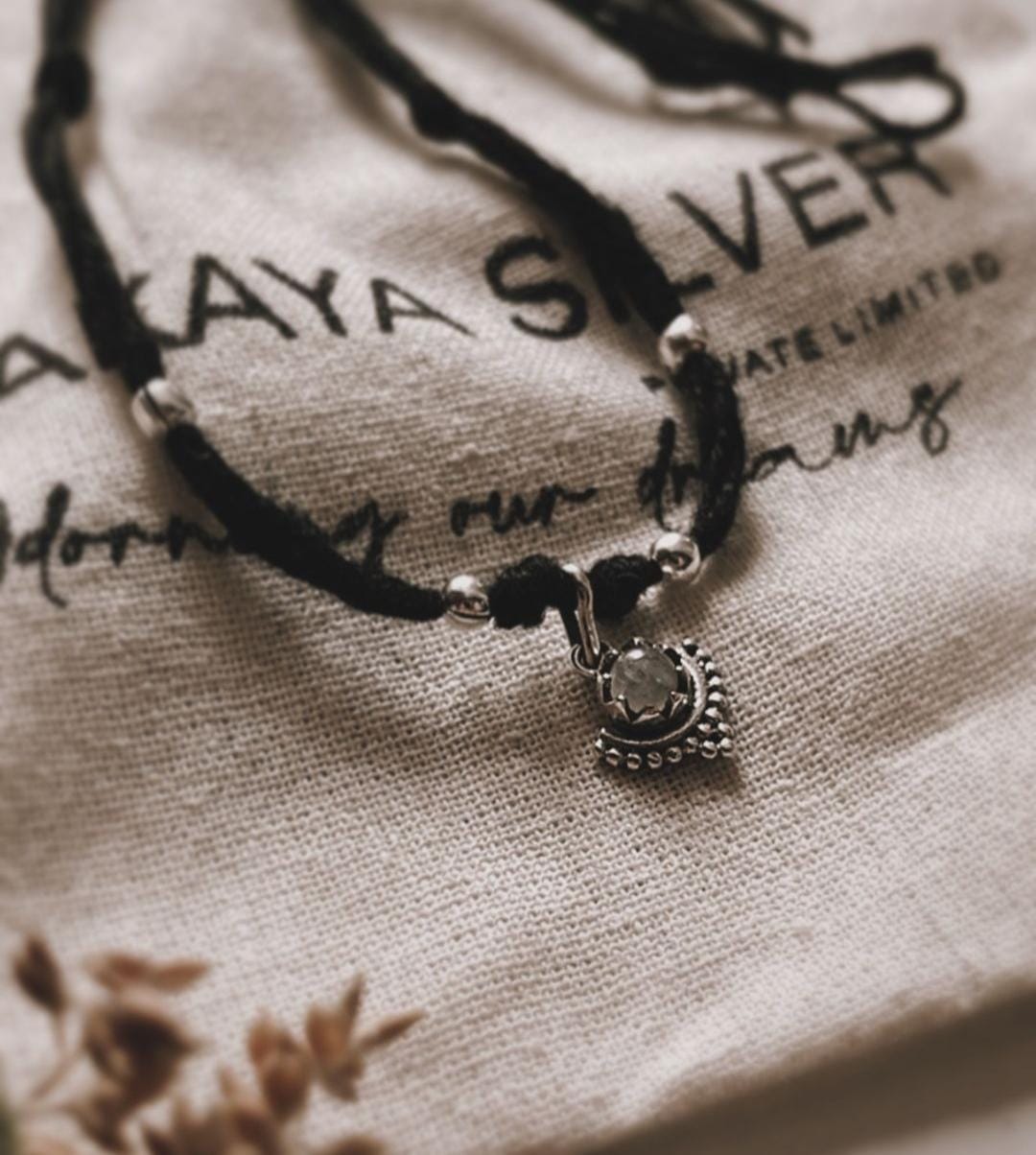 Elegant Silver Nazariya Bracelet with Moonstone Rawa Charm