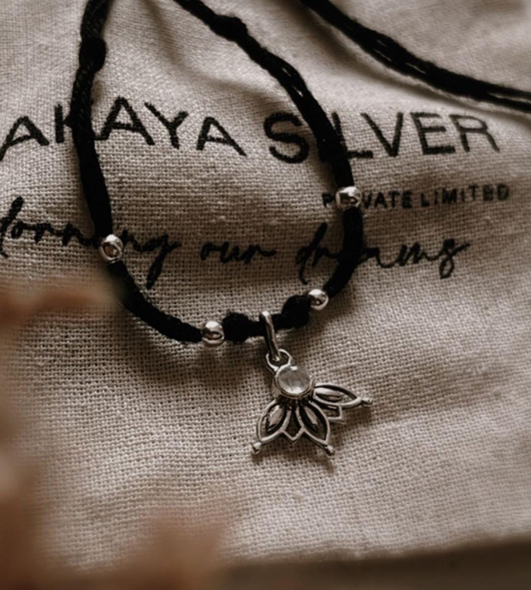 Charming Moonstone Lotus Nazariya with Silver Details