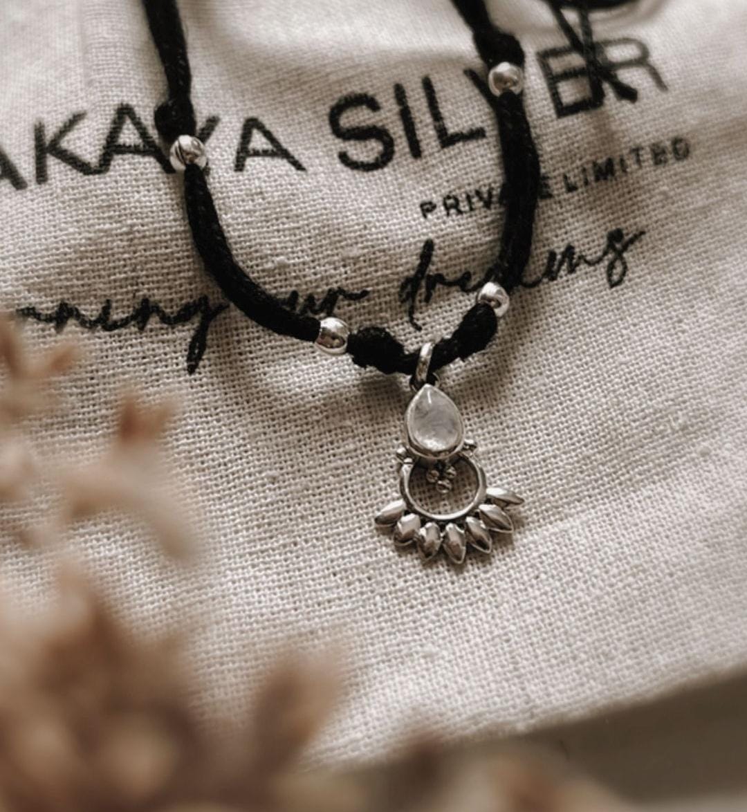 Moonstone Rawa Floral Charm Silver Nazariya for Protection