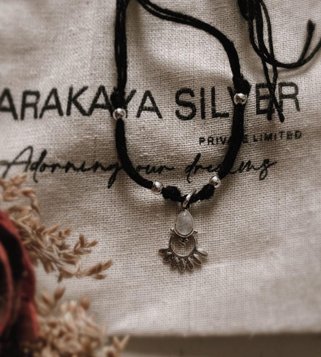 Elegant Silver Nazariya with Moonstone and Floral Rawa Charm