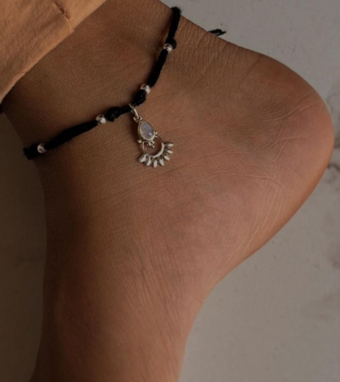 Moonstone Rawa Floral Charm Silver Nazariya Bracelet