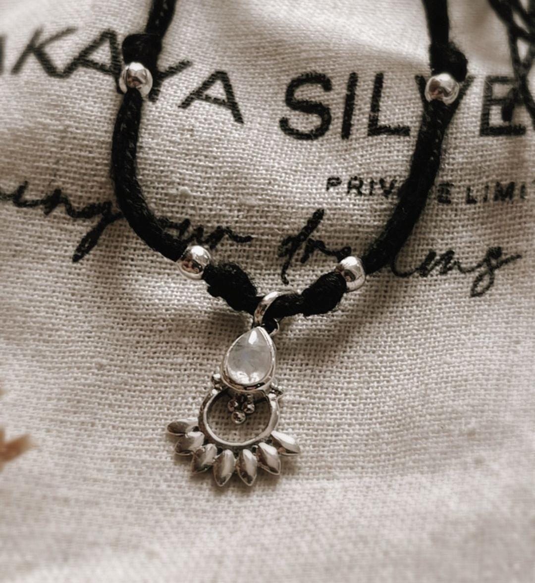 Moonstone and Rawa Floral Charm Nazariya in Silver
