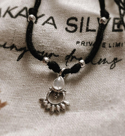 Moonstone and Rawa Floral Charm Nazariya in Silver