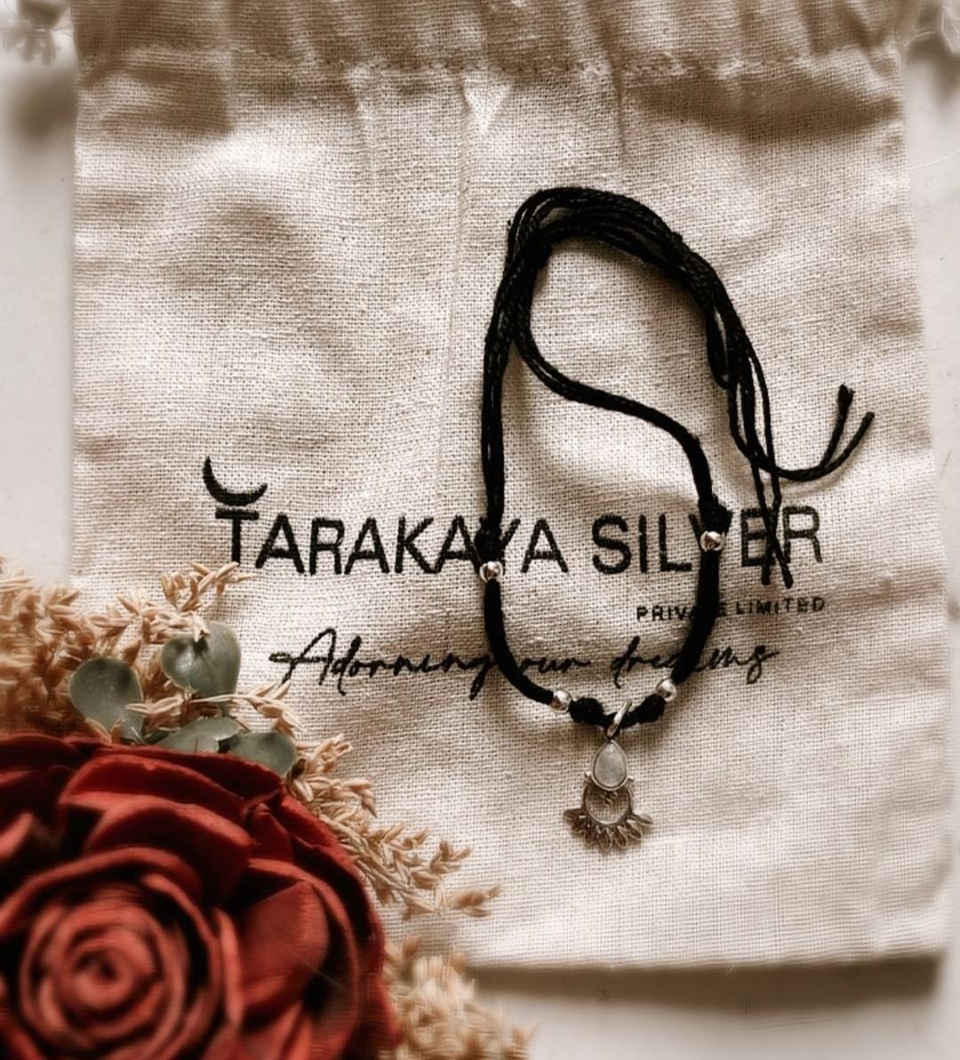 Silver Nazariya Bracelet Featuring Moonstone Rawa Floral Charm