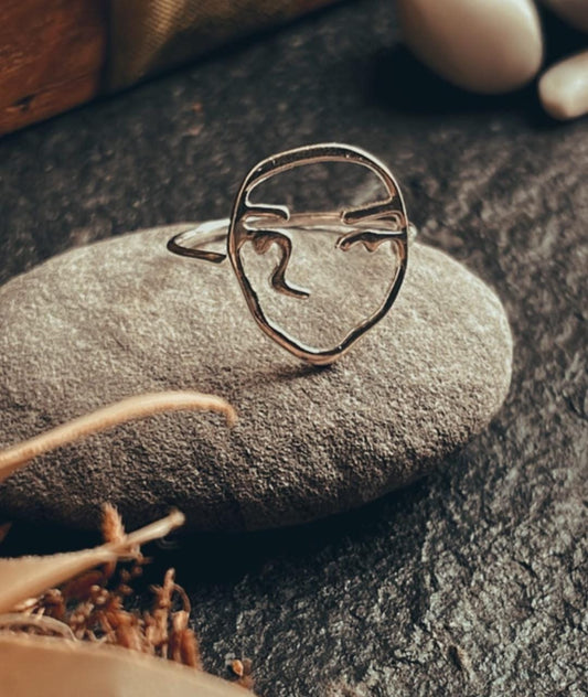 Visage sterling silver ring