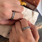 Nature-Inspired Adjustable Silver Couple Ring with Moon, Stars, and Forest Elements