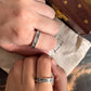 Couple Adjustable Silver Ring with Waves, Moon, and Stars Design