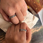 Waves, Moon, and Stars Adjustable Silver Ring for Couples