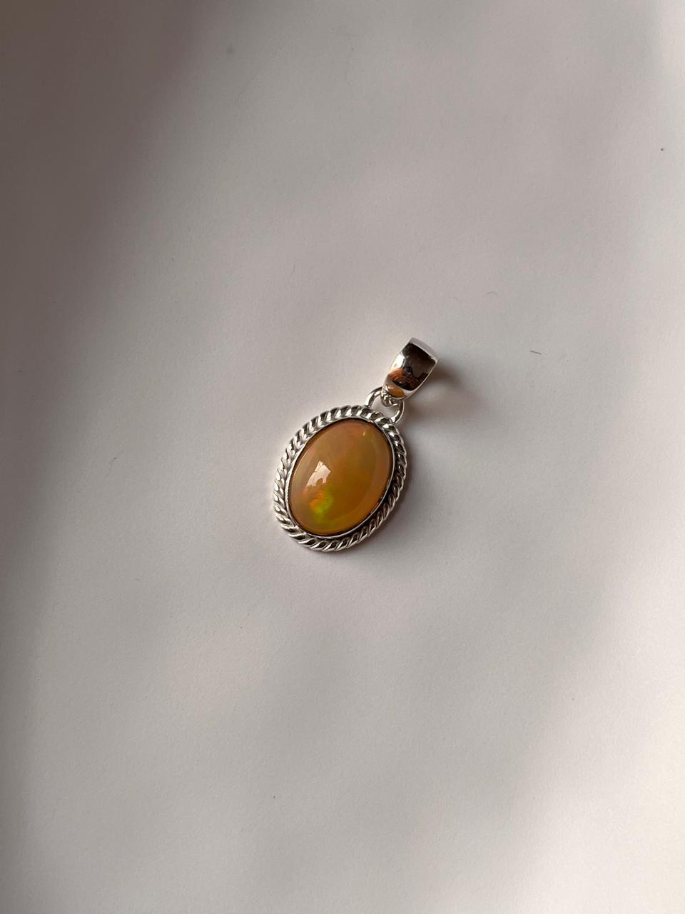 Handcrafted Silver Pendant with Ethiopian Opal Gemstone