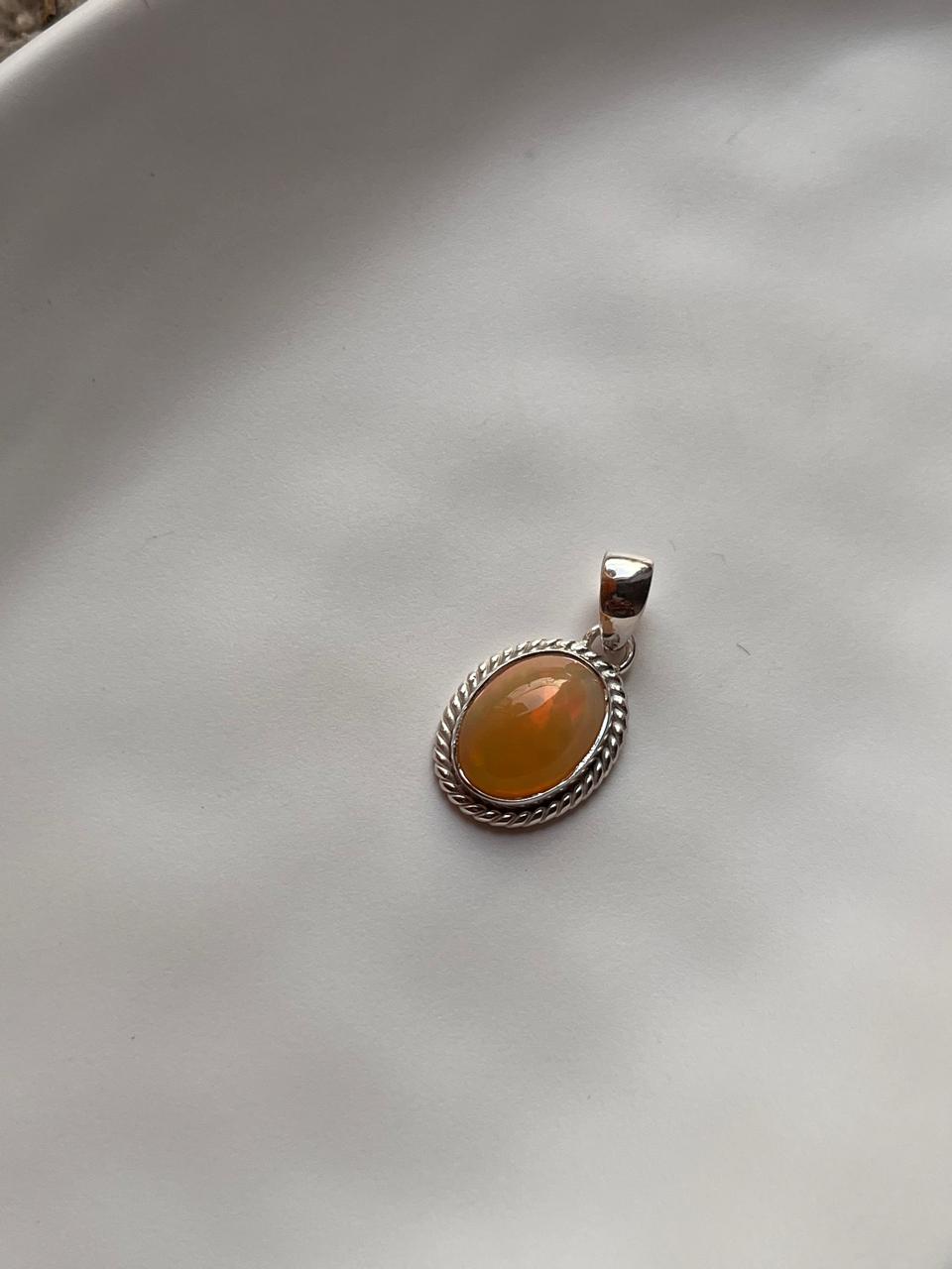 Natural Ethiopian Opal Boho Pendant in Silver 925