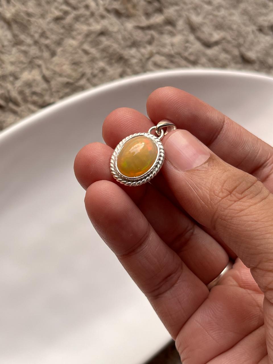 Sterling Silver 925 Pendant Featuring Natural Ethiopian Opal