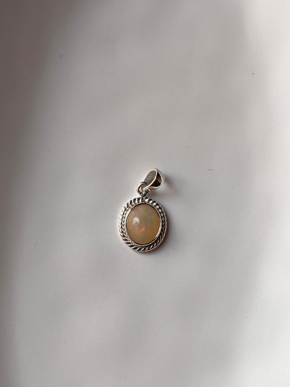 Ethiopian Opal Silver 925 Pendant with Boho Design