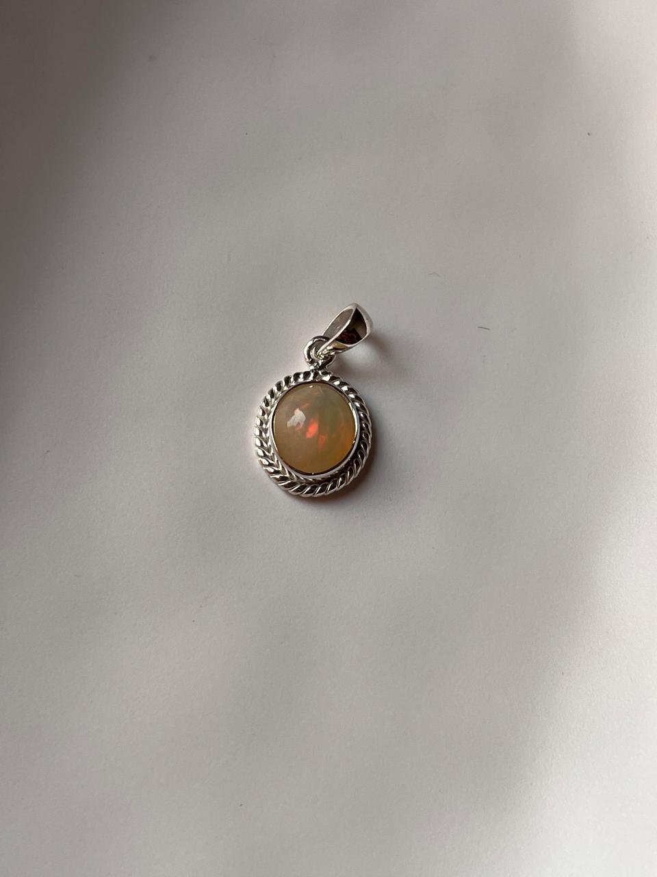 925 Silver Pendant with Natural Ethiopian Opal for Boho Style