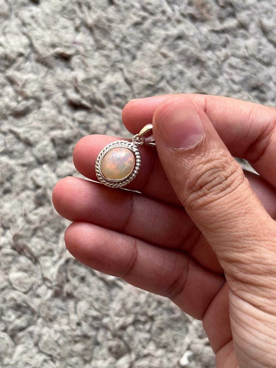 Bohemian Silver Pendant with Natural Ethiopian Opal