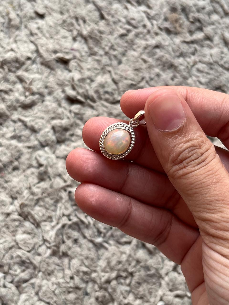 Ethiopian Opal Boho Pendant in Sterling Silver 925