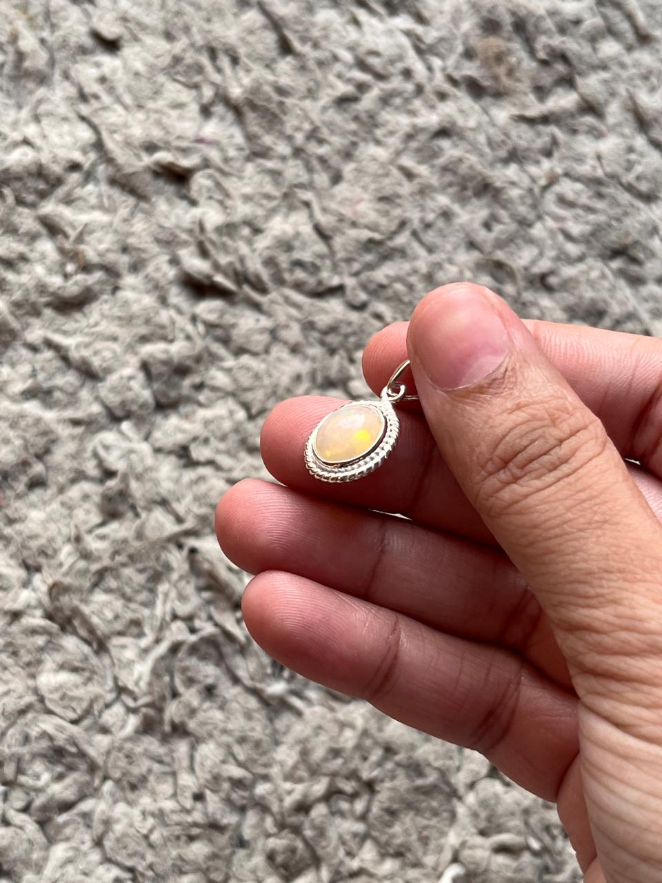 Natural Ethiopian Opal Silver 925 Pendant for Bohemian Look