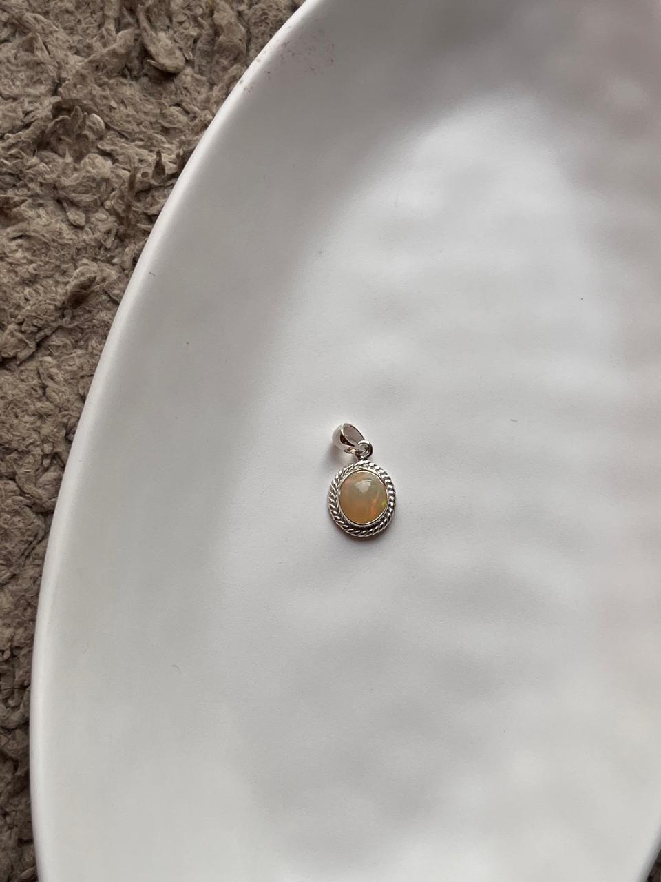 Boho Style Silver Pendant Featuring Natural Ethiopian Opal