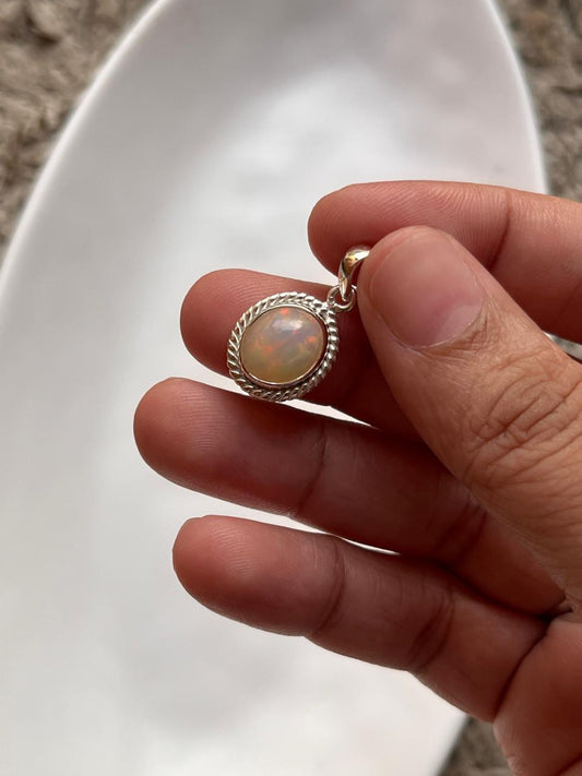 Sterling Silver 925 Pendant with Natural Ethiopian Opal