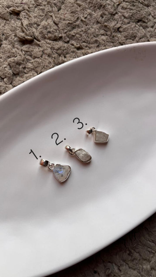 Sterling Silver Pendant with Raw Uncut Moonstone