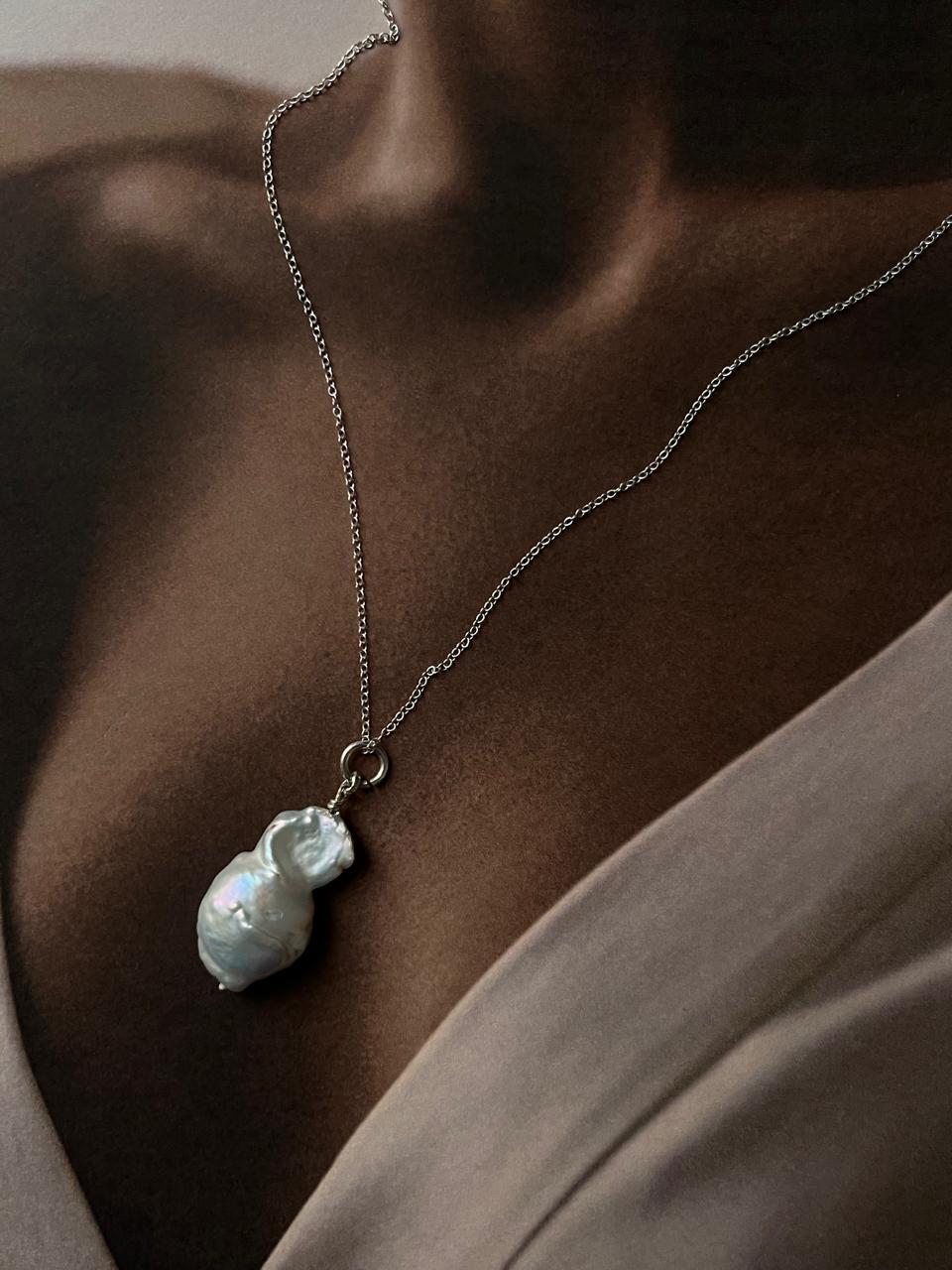 Stylish Baroque pearl 3 necklace featuring three organic pearls in sterling silver.