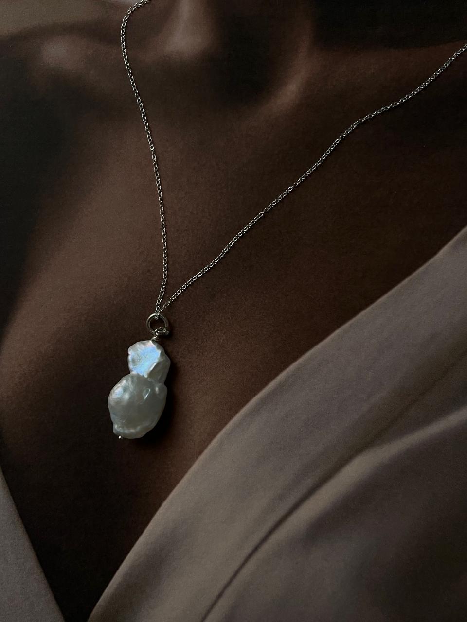 Elegant Baroque pearl 3 necklace featuring three unique pearls in sterling silver.