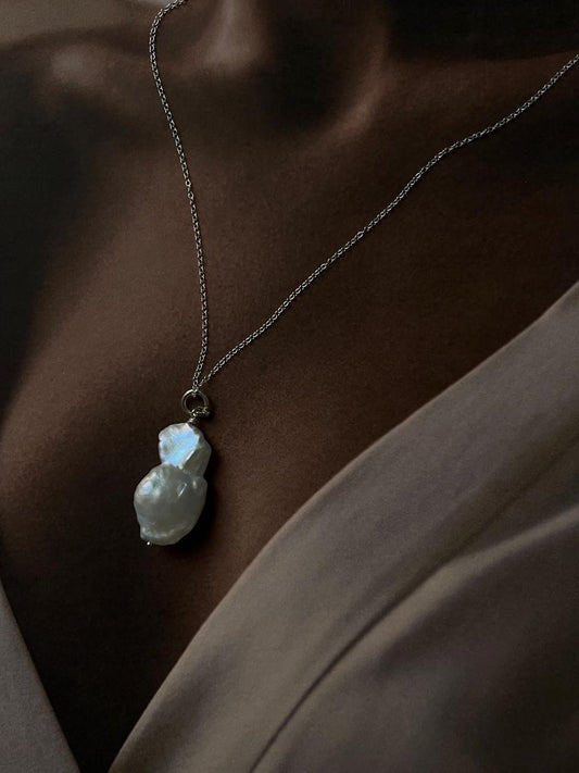 Elegant Baroque pearl 3 necklace featuring three unique pearls in sterling silver.