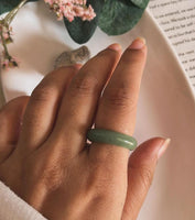 Green aventurine crystal band ring in sterling silver