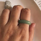 Sleek green aventurine stone set in a silver band ring