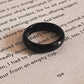 Timeless black agate crystal band ring in sterling silver.