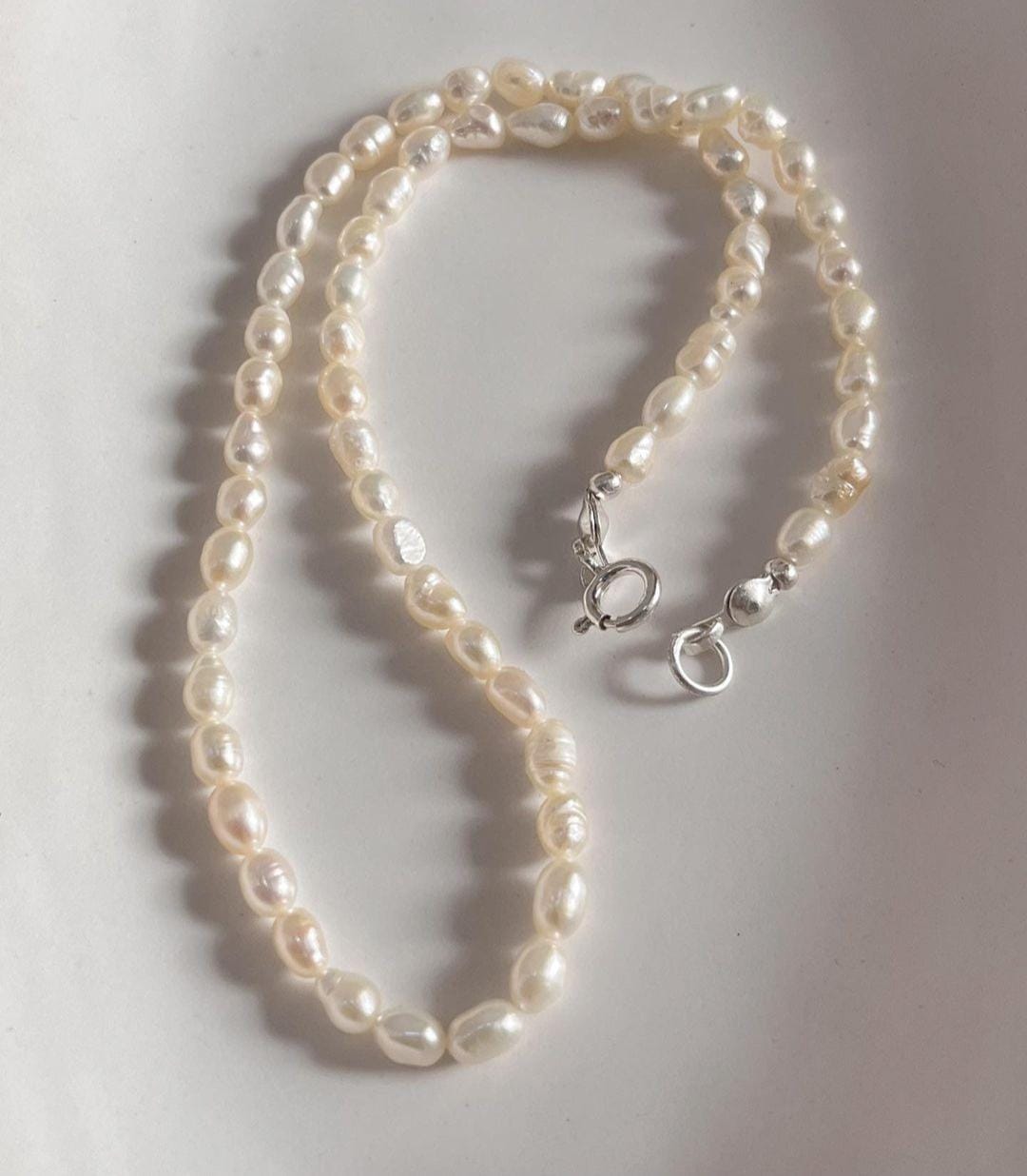 Sterling Silver Necklace with Small Freshwater Pearls (3-4MM)