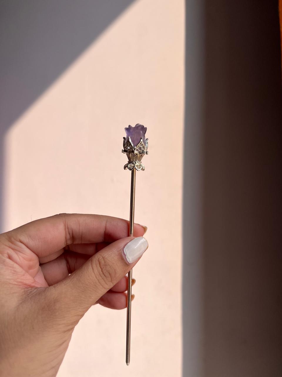 Fluorite Blue Shade Bun Pin for Elegant Hairstyles