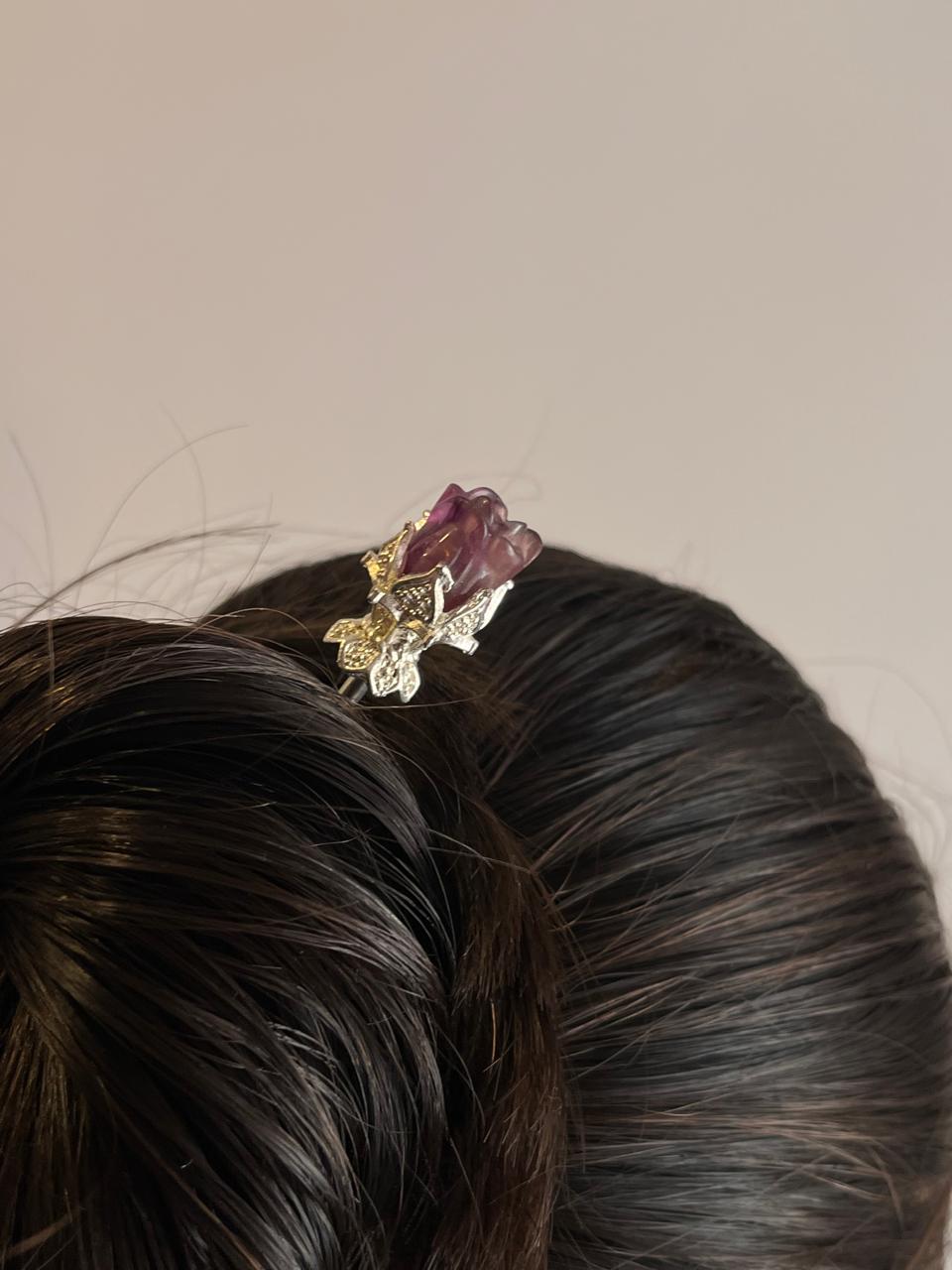 Fluorite Purple Shade Hair Bun Pin