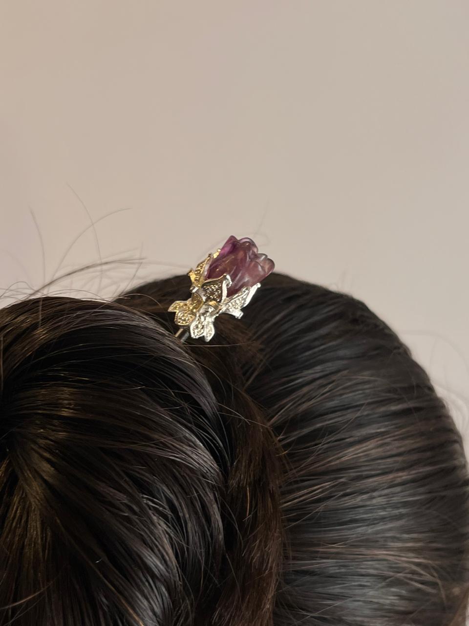 Purple Fluorite Hair Bun Pin
