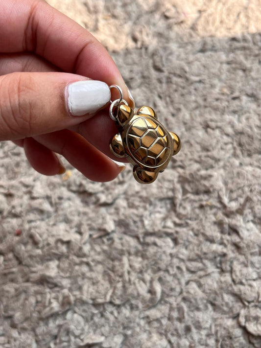 Pyrite Tortoise Silver Charm Pendant