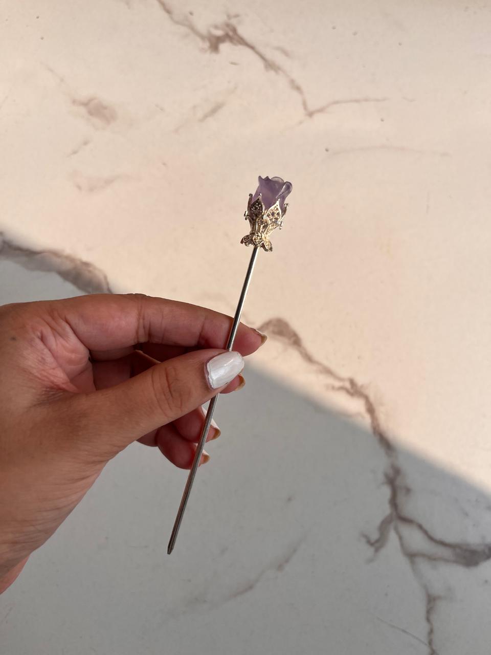 Fluorite Hair Bun Pin in Blue