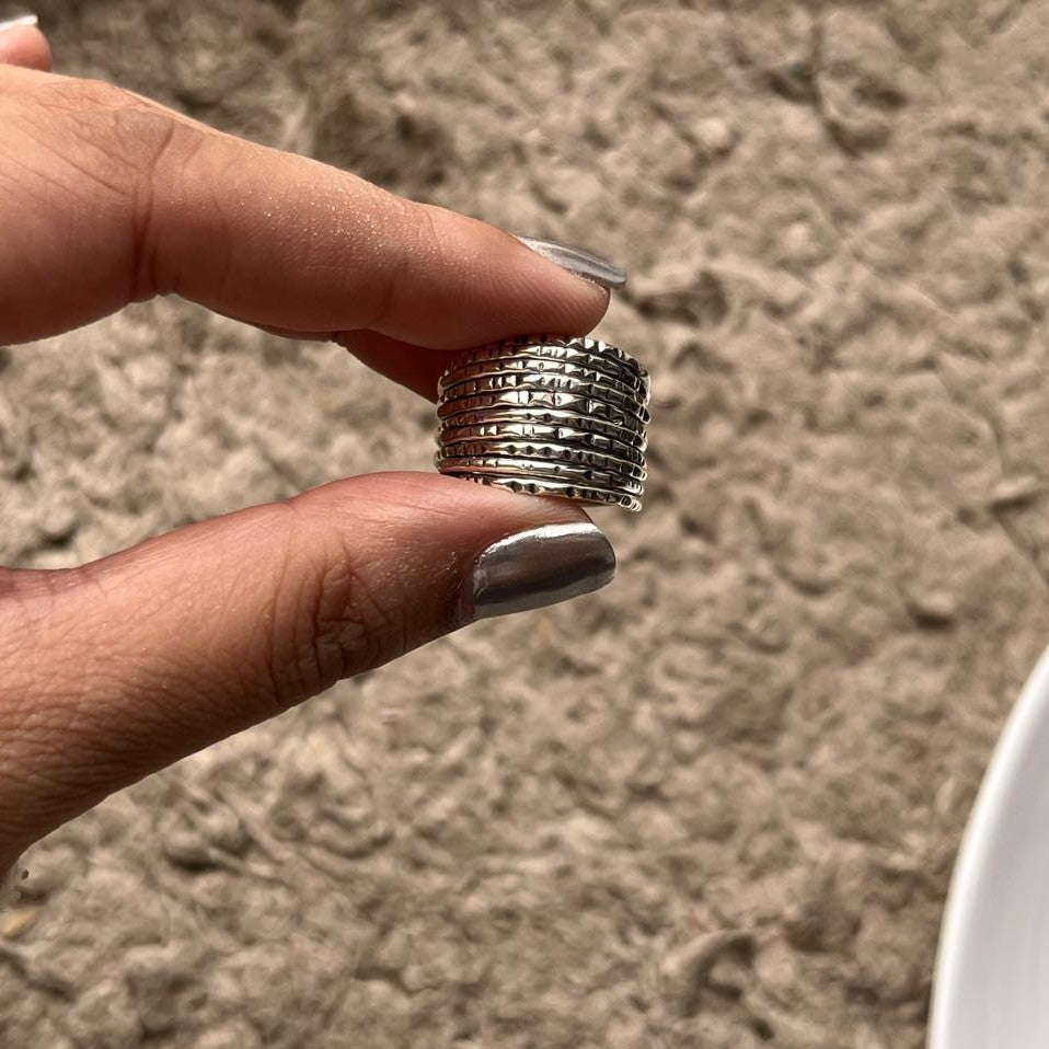 Sterling Silver Tribal Textured Stack Ring 