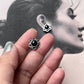 Black Onyx Small Flower Silver Stud Earrings