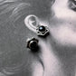 Dainty Black Onyx Flower Silver Stud Earrings