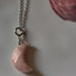 Natural Pink Opal Crescent Moon Crystal Charm