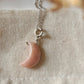  Crescent Moon Pink Opal Crystal Pendant 