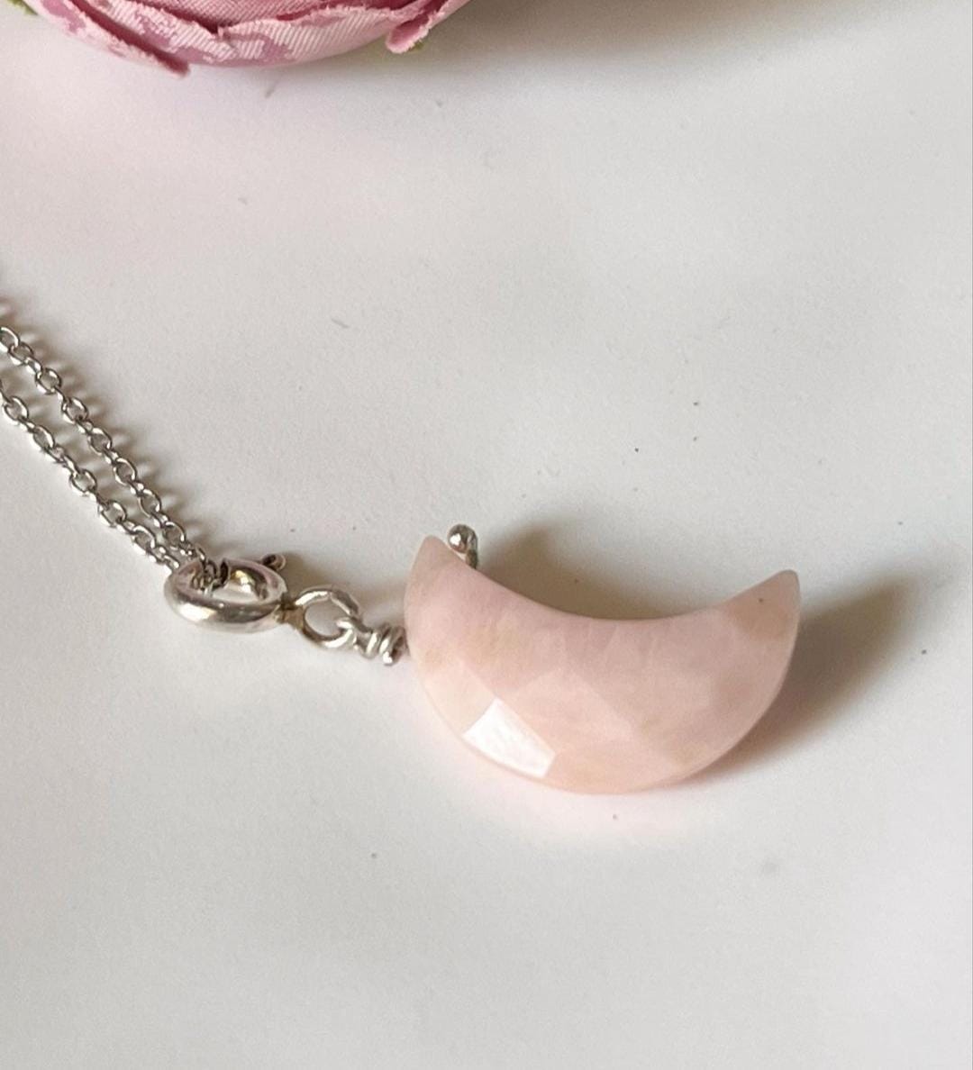 Pink Opal Crescent Moon Crystal for Inner Peace 