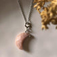 Crescent Moon Crystal Charm with Pink Opal 