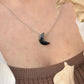 Crescent Moon Necklace with Black Onyx Crystal