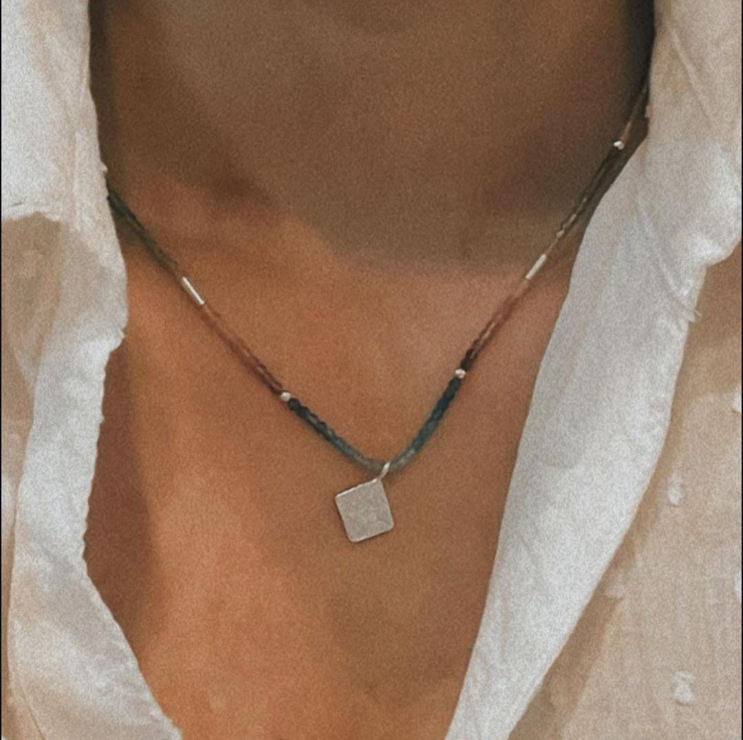 Multi Tourmaline Necklace with Tribal Silver Design